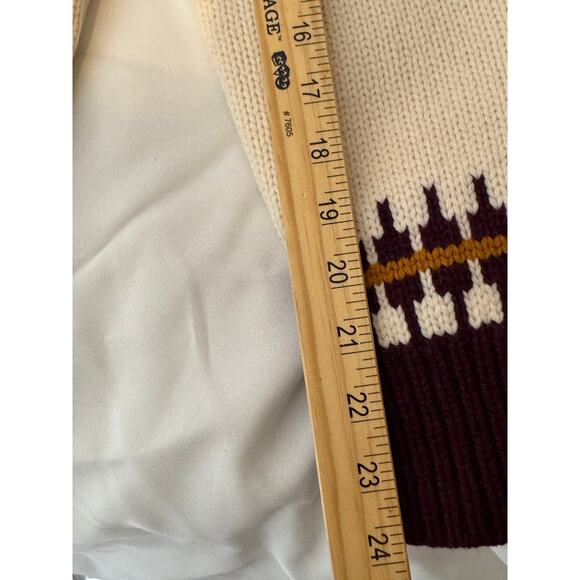 ✨ Tory Burch 100% Wool Fair Isle Sweater – Burgundy/Cream/Mustard – Size XL ✨ - Picture 8 of 12